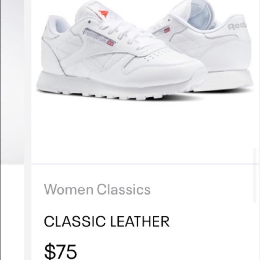 Classic white reebok shoes, brand new in the box!!
